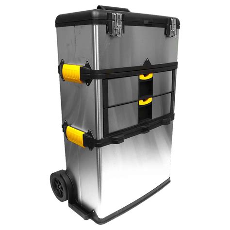 stalwart massive and mobile 3-part stainless steel tool box|Stalwart Stackable Tool Box .